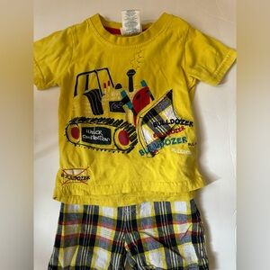 Vintage Buster Brown 2-Piece Outfit 12 Months Plaid Shorts Construction Top